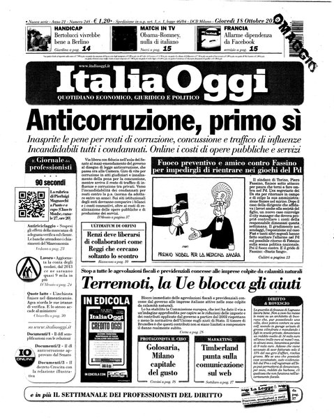 Italia oggi : quotidiano di economia finanza e politica